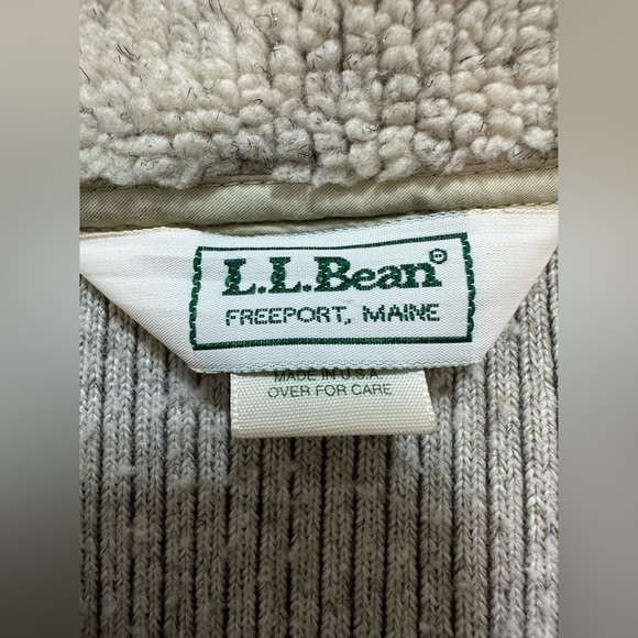 Vintage LL Bean Jacket Mens M Beige Fleece Warm Up 80’s 90’s Y2K MADE IN 🇺🇸 - Picture 9 of 13
